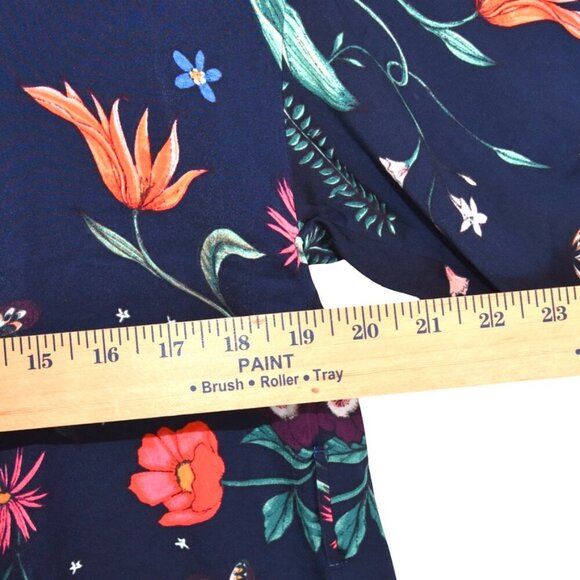 Room Service Drink Champagne Floral Robe Kimono XS Navy Lounge Wrap *No Belt* - Picture 6 of 8